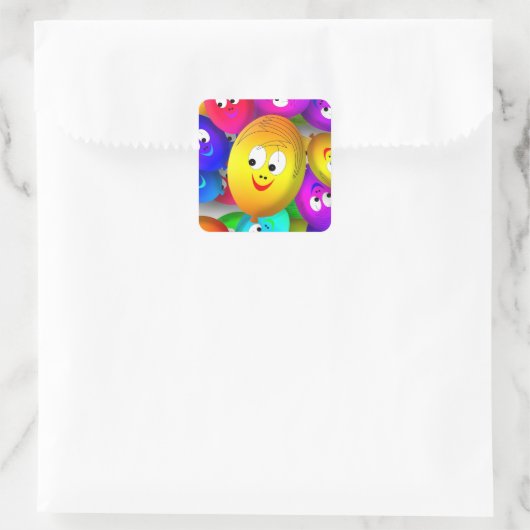 Smiley Faces Balloons Pattern-64171 Vierkante Sticker (Tas)