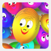 Smiley Faces Balloons Pattern-64171 Vierkante Sticker (Voorkant)