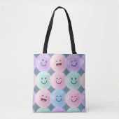 Smiley Faces Grid – Pastel Gen Z Vibes Tote Bag (Voorkant)