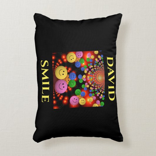 Smiley-gezicht gooit kussen zwart met aangepaste n (Voorkant(Verticaal))