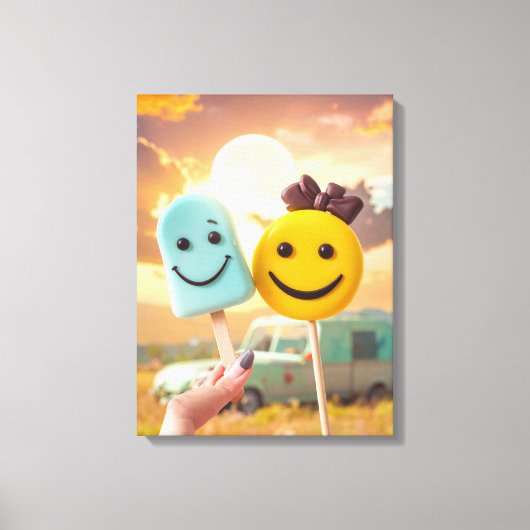 smiley gezichten op stok canvas afdruk (Voorkant)