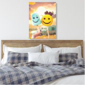 smiley gezichten op stok canvas afdruk (Insitu (Slaapkamer))