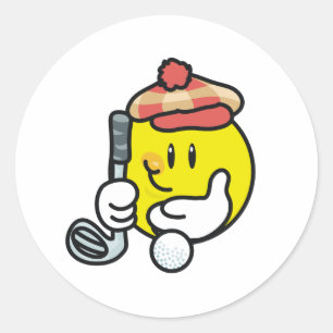 Smiley Golf Ronde Sticker