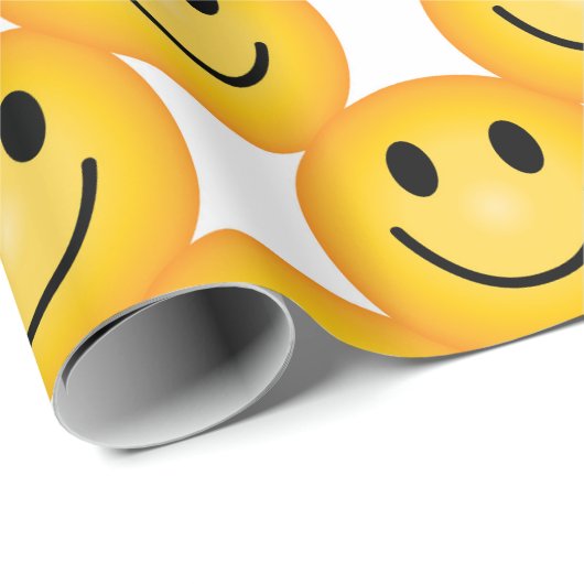 Smiley Happy Face Emoji Gedrukt Cadeaupapier (Rol Hoek)