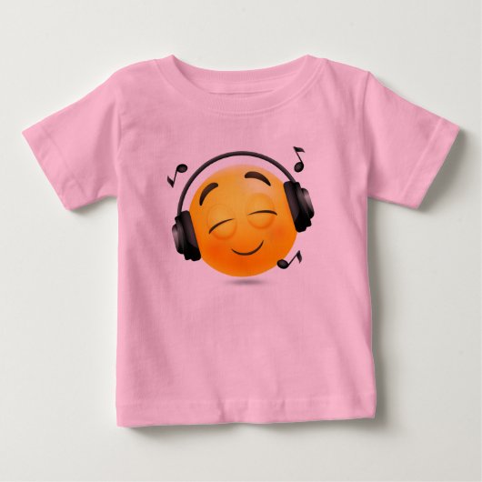 Smiley Hoofdtelefoon Emoji Fine Jersey (Voorkant)