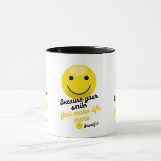Smiley Inspirational Quote Mug – Because Your Smil Mok (Midden)
