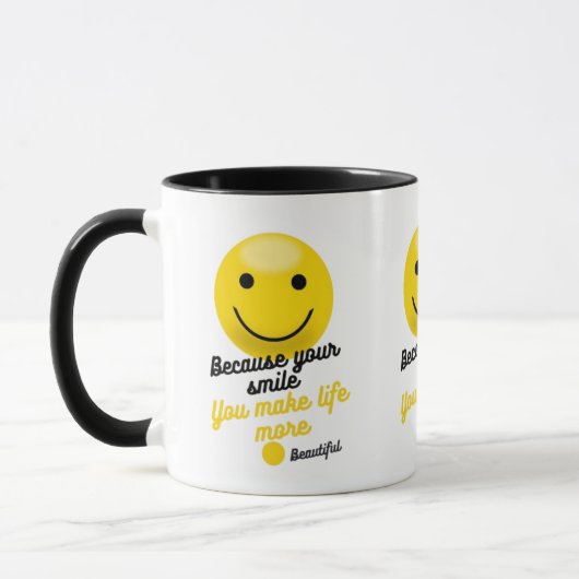 Smiley Inspirational Quote Mug – Because Your Smil Mok (Links)