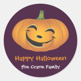 Smiley jolly pumpkin custom Halloween cadeau label
