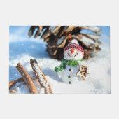 Smiley kleine sneeuwpop in rood Pet Deurmat (Voorkant)