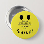 Smiley-Pin Ronde Button 7,6 Cm (Voorkant /achterkant)