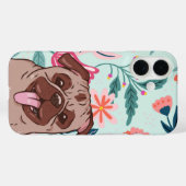 Smiley Pug & Blossoms Schattigee Mint Bloemhond Case-Mate iPhone Case (Achterkant (horizontaal))