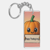 Smiley Pumpkin Charm - Happy Thanksgiving Keychain (Voorkant Links)