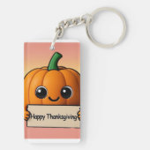 Smiley Pumpkin Charm - Happy Thanksgiving Keychain (achterkant)