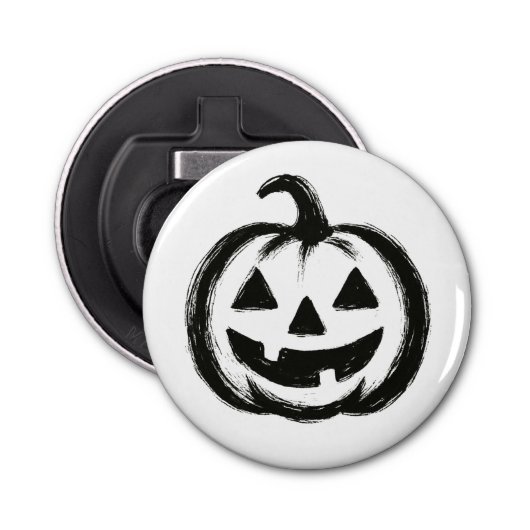 Smiley Pumpkin – Ink Brush Halloween Design on  Button Flesopener (Voorkant)