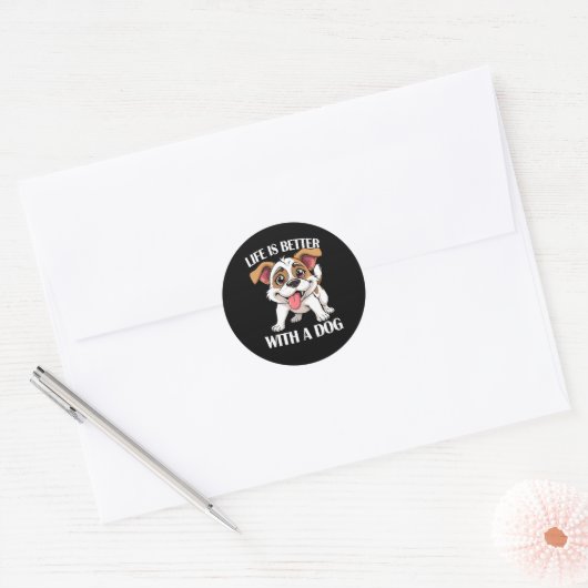 Smiley Rottweiler Pup – Cute Cartoon Dog Ronde Sticker (Envelop)