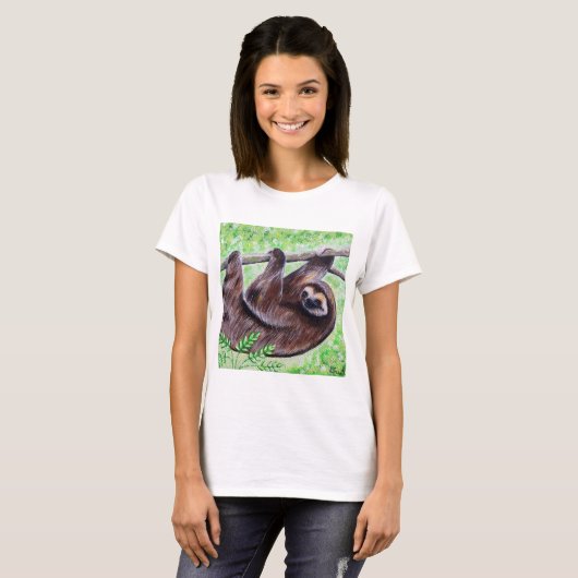 Smiley Sloth Painting T-shirt (Voorkant volledig)