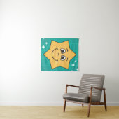 Smiley ster geel blauw kerst kinder ontwerp wandkleed (In Situ (horizontaal))