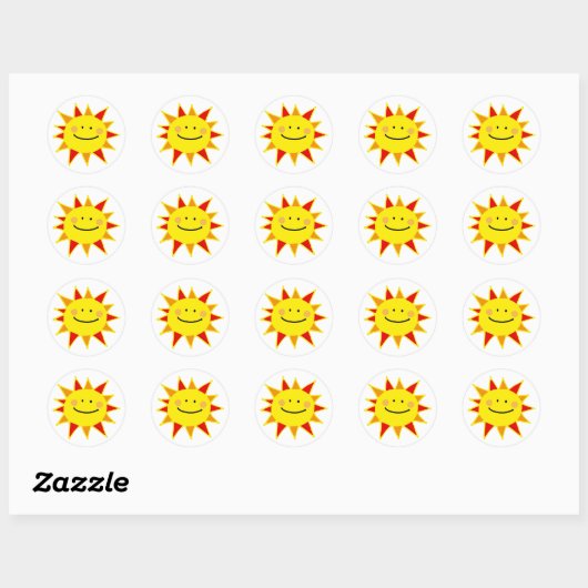 Smiley sun ronde sticker (Vel)