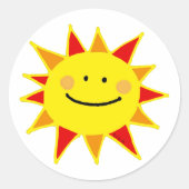 Smiley sun ronde sticker (Voorkant)