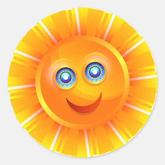 Smiley Sunshine Ronde Sticker (Voorkant)