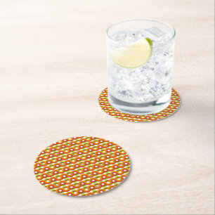 Smiley Vintage Retro Patroon No. 02 Ronde Kartonnen Onderzetter