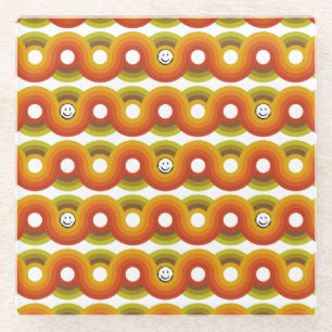 Smiley Vintage Retro Patroon Nr. 02 Glazen Onderzetter