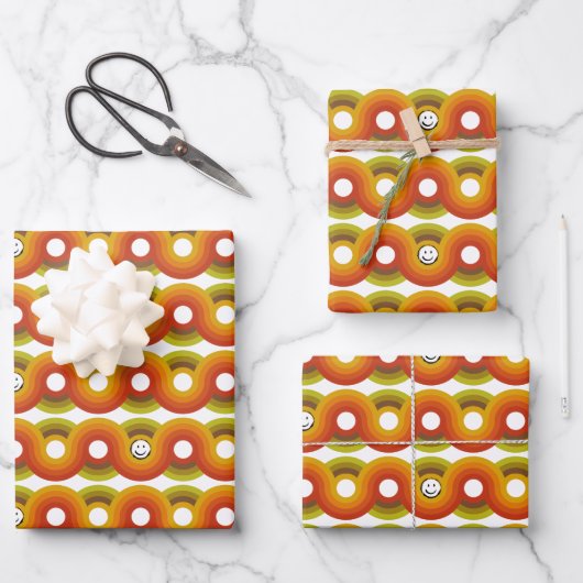Smiley Vintage Retro Patroon Nr. 02 Inpakpapier Vel (Voorkant)