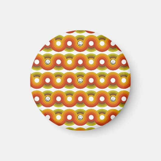 Smiley Vintage Retro Patroon Nr. 02 Magneet (Voorkant)