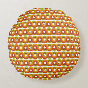 Smiley Vintage Retro Patroon Nr. 02 Rond Kussen