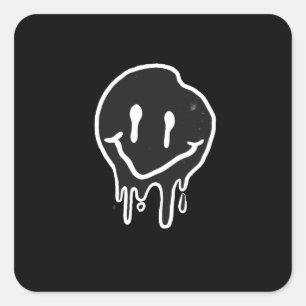 Smiley zwart vierkante sticker