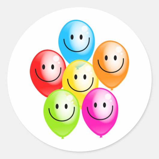 Smilie Balloons Ronde Sticker (Voorkant)