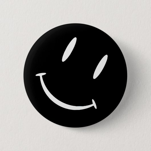 SMILIE BLACK WHITE RONDE BUTTON 5,7 CM (Voorkant)