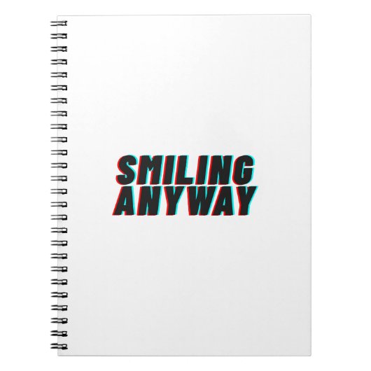Smiling Anyway Glitch Effect Retro Quote Design Notitieboek (Voorkant)