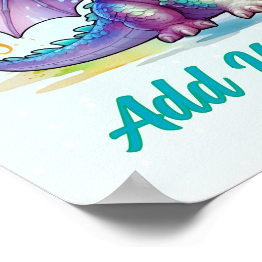 Smiling Baby Dragon – Custom Name Poster (Hoek)