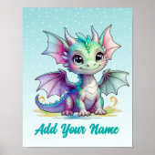 Smiling Baby Dragon – Custom Name Poster (Voorkant)