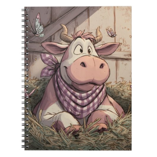 Smiling Barn Koe Pastel Boerderij Notitieboek (Voorkant)
