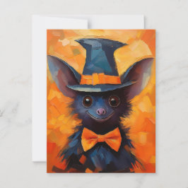 Smiling Bat in Witch Hat Briefkaart