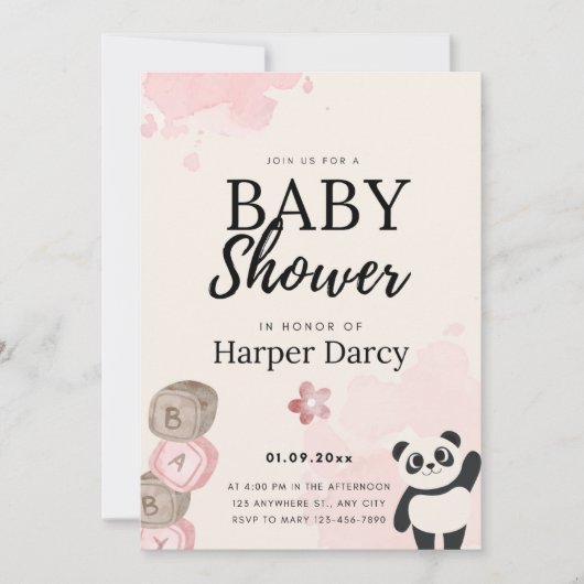 Smiling Bear Baby Shower Invite Kaart (Voorkant)