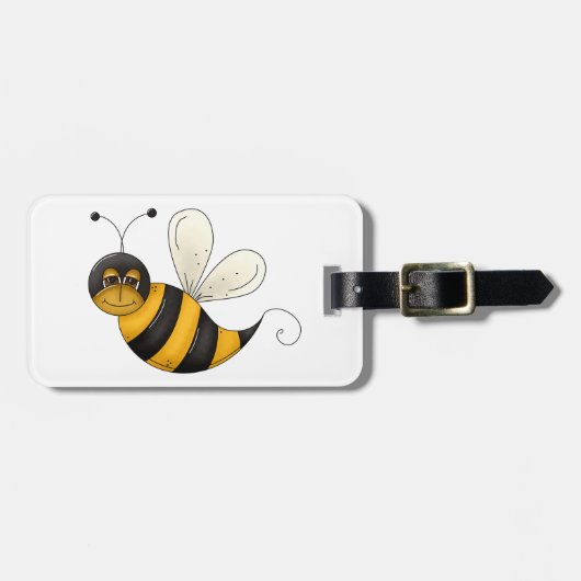 Smiling Bee Fun Bumblebee Character Bagagelabel (Voorkant horizontaal)