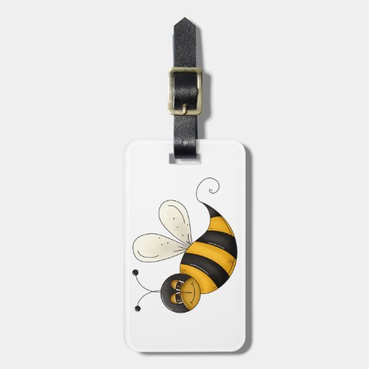 Smiling Bee Fun Bumblebee Character Bagagelabel (Voorkant verticaal)