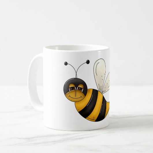 Smiling Bee Fun Bumblebee Character Koffiemok (Voorkant links)