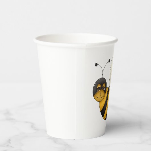 Smiling Bee Fun Bumblebee Character Papieren Bekers (Rechts)