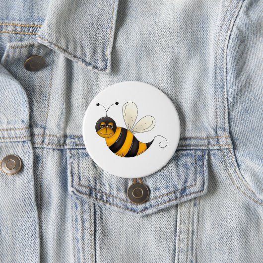 Smiling Bee Fun Bumblebee Character Ronde Button 7,6 Cm