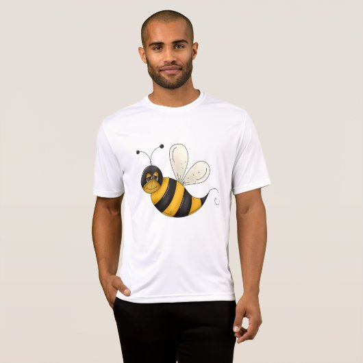 Smiling Bee Fun Bumblebee Character T-shirt (Voorkant volledig)