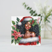 Smiling Black Woman Happy Holidays Feestdagenkaart (Staand voorkant)