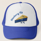 Smiling Blue Blueberry Pie Slice Cartoon Words Trucker Pet (Voorkant)
