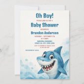 Smiling Blue Shark Boy Baby shower Thema Kaart (Voorkant)