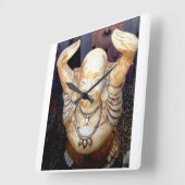 smiling buddha clock vierkante klok (Hoek)