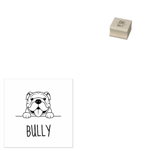 Smiling Bulldog Pet Aangepaste naam Rubberstempel (Gestempeld)