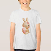 Smiling Bunny with Easter Egg Tri-Blend Shirt (Voorkant)
